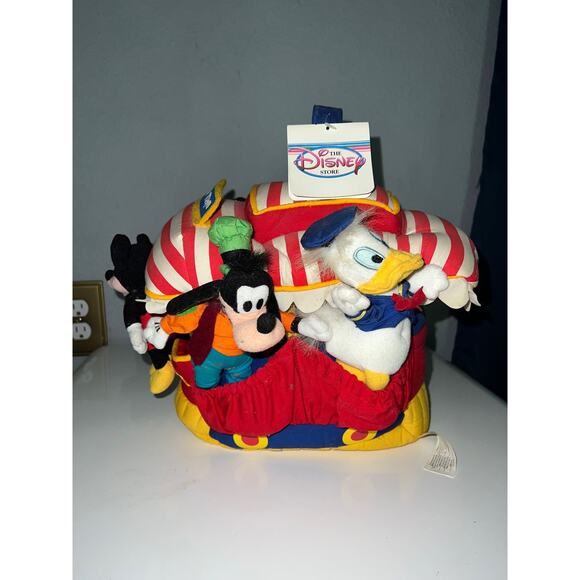 Disney's Toon Town Plush Jolly Trolley Mickey & Friends W/Pocket Dolls RARE - Picture 1 of 2